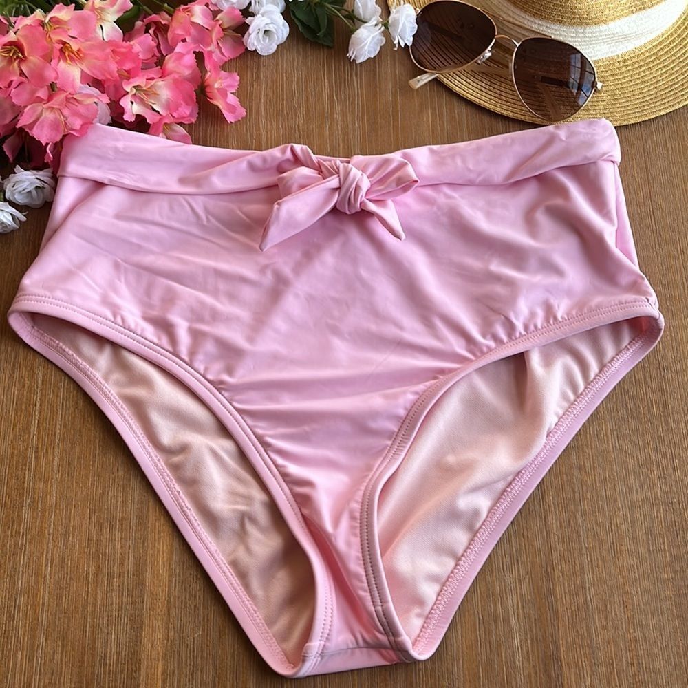 GIBSON Latimer Tie Front Pink Bikini Bottom Size Large